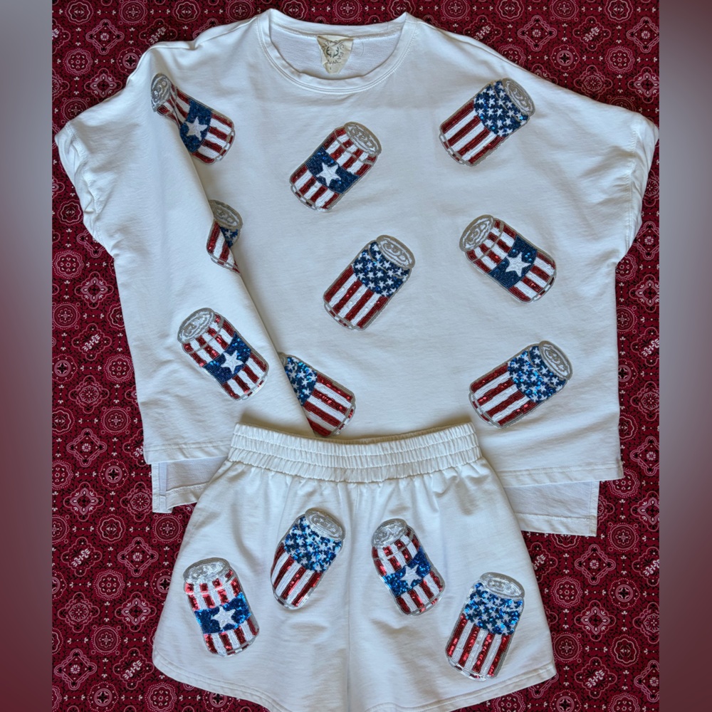 Patriotic Can Print Shorts